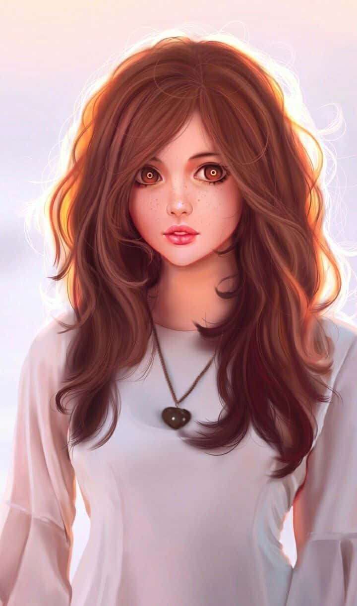 Larawan ng Magandang Babae na may Kayumangging Buhok Wallpaper