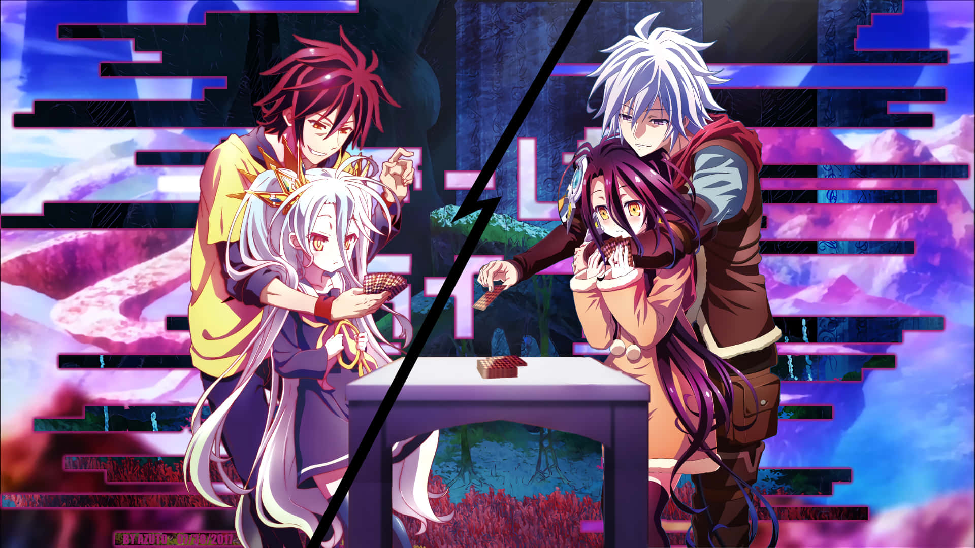 Larawan ng Magkakapatid na Magkaiba sa Anime na No Game No Life Wallpaper