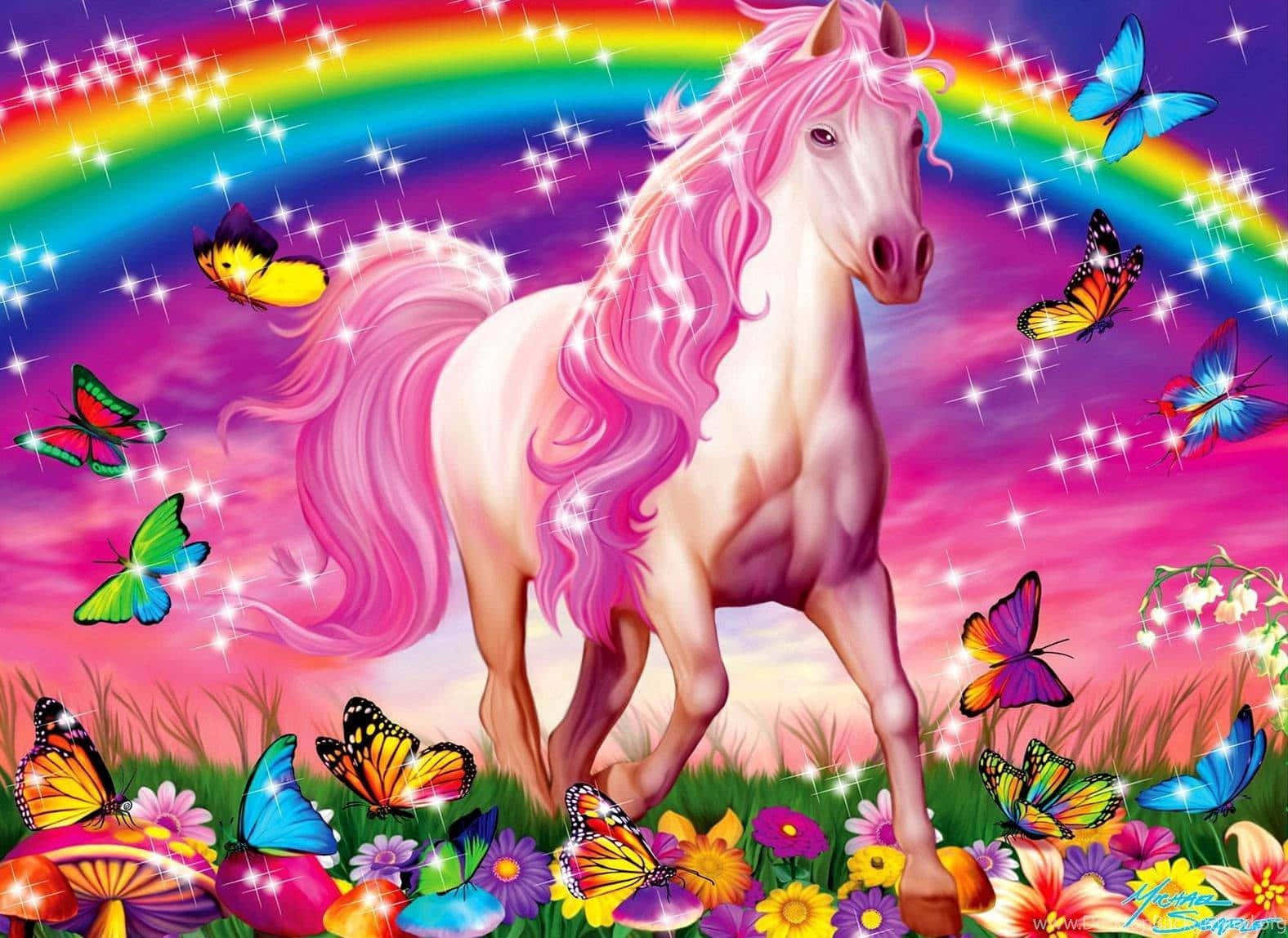 Larawan ng Makatotohanang Pink na Unicorn Wallpaper