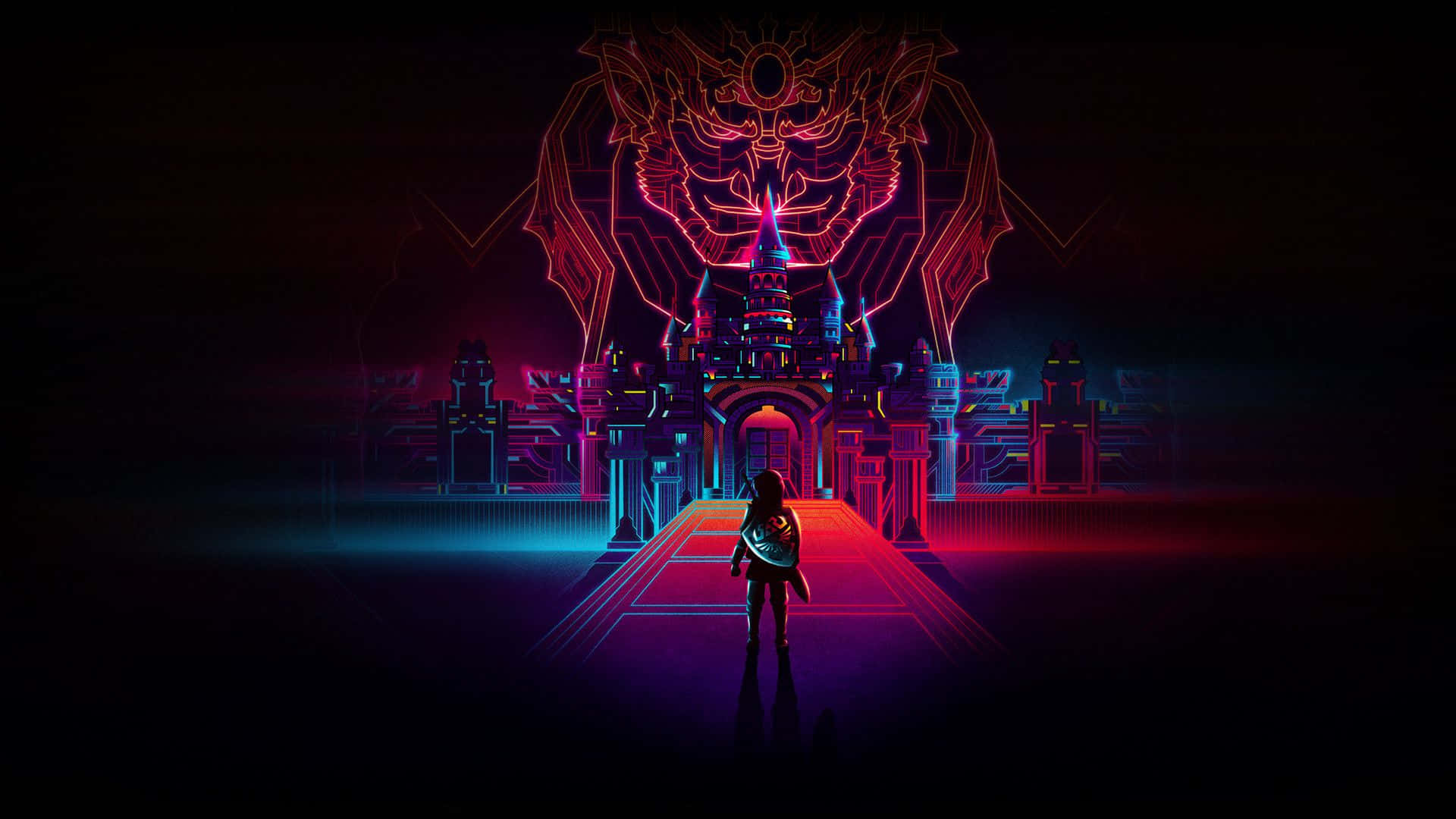 Larawan ng mga Kumikislap na Neon na Ilaw ng Isang Lungsod sa Gabi Wallpaper