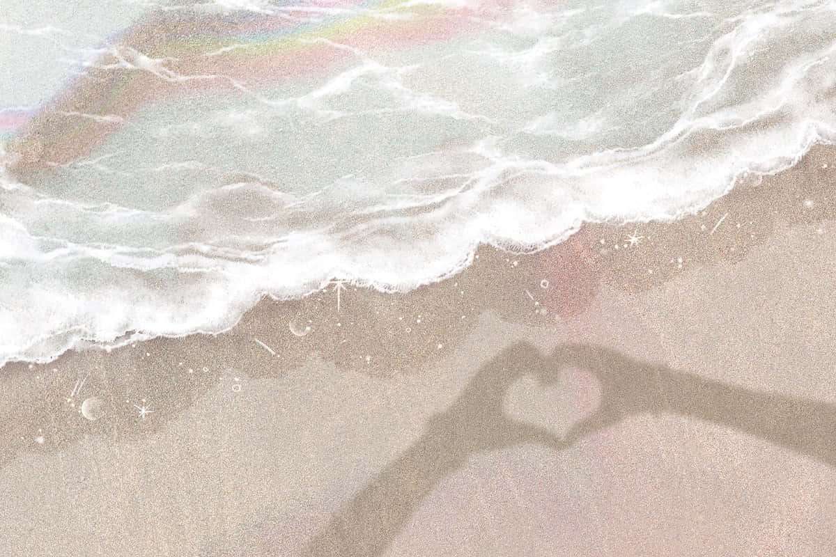 Larawan ng Puso na Aesthetic sa Dalampasigan Wallpaper
