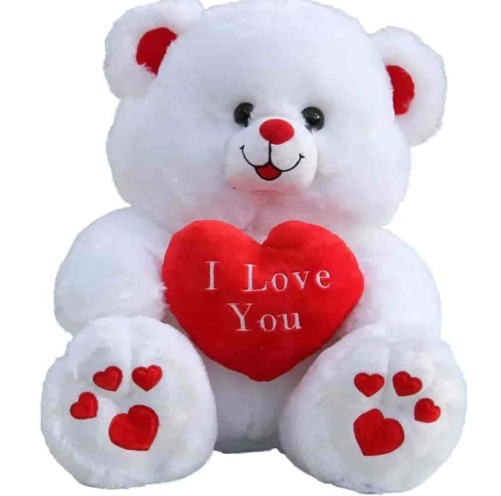 Larawan ng Puting Oso na "I LOVE YOU" Wallpaper
