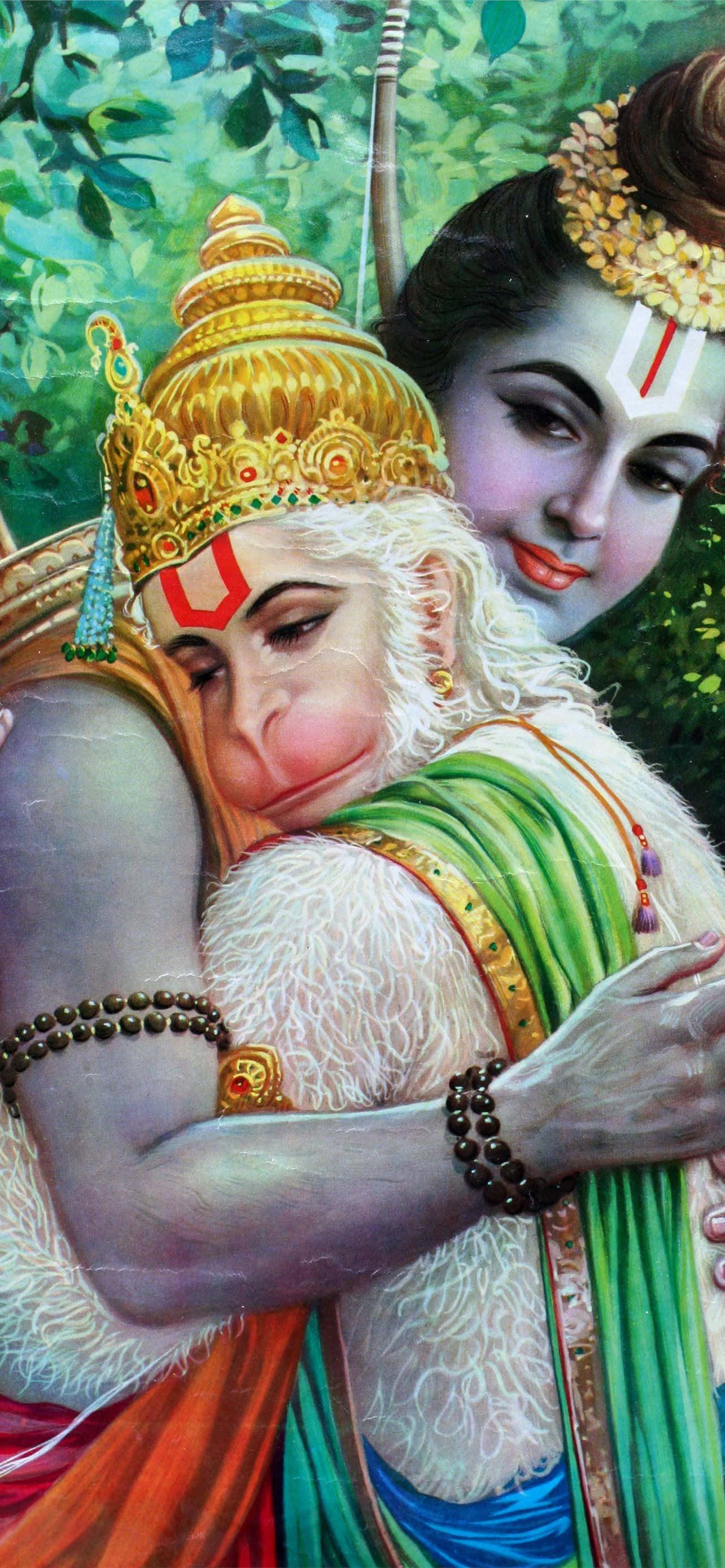 Larawan Ni Hanuman At Rama Na Nagkakayakap Wallpaper