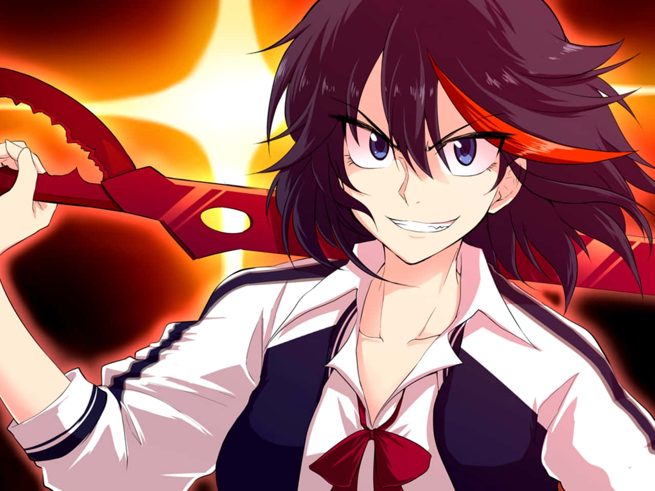 Larawan ni Ryuko mula sa Kill La Kill na May Dalang Gunting na Talim Wallpaper
