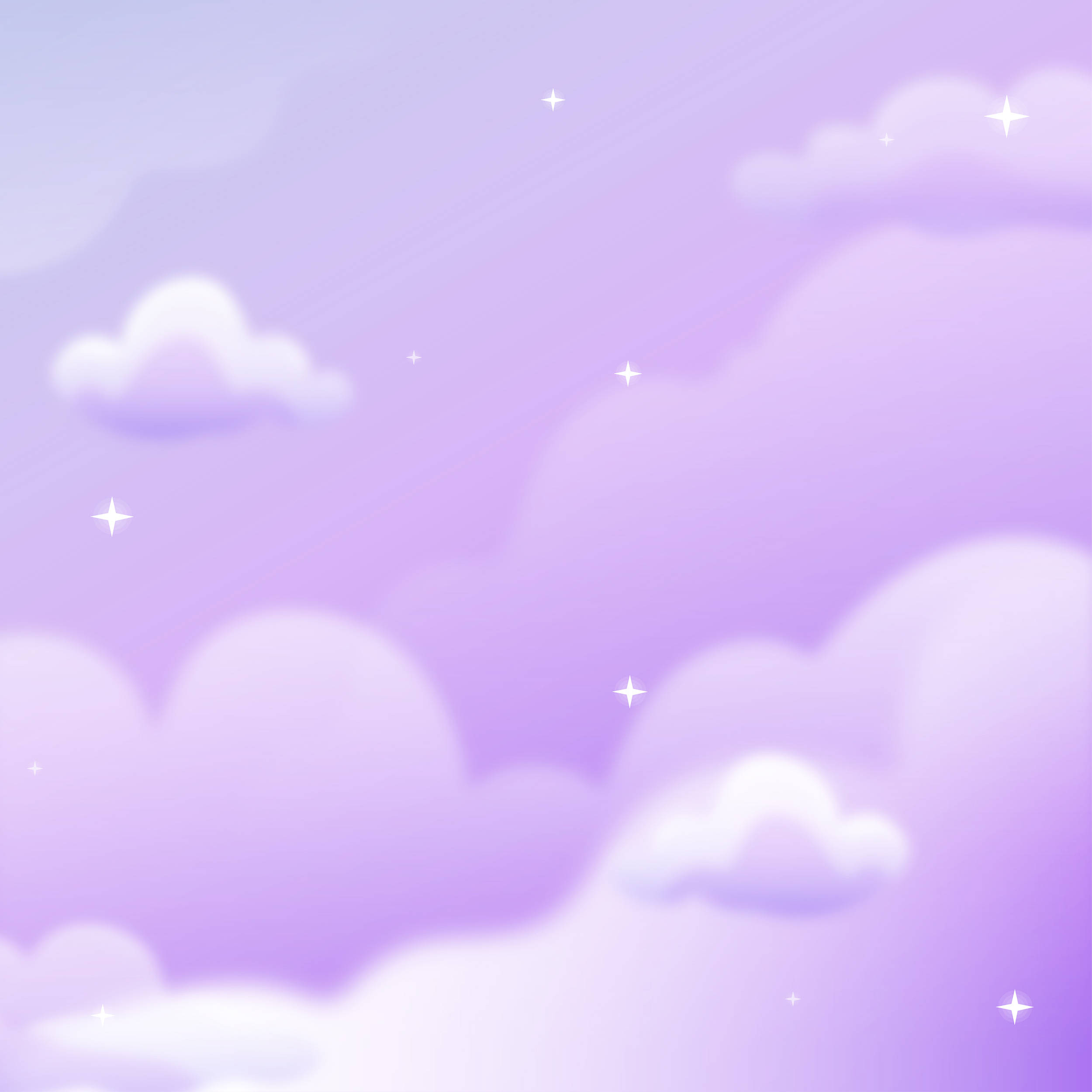 Lavender Pastel Galaxy na May Mga Ulap Wallpaper