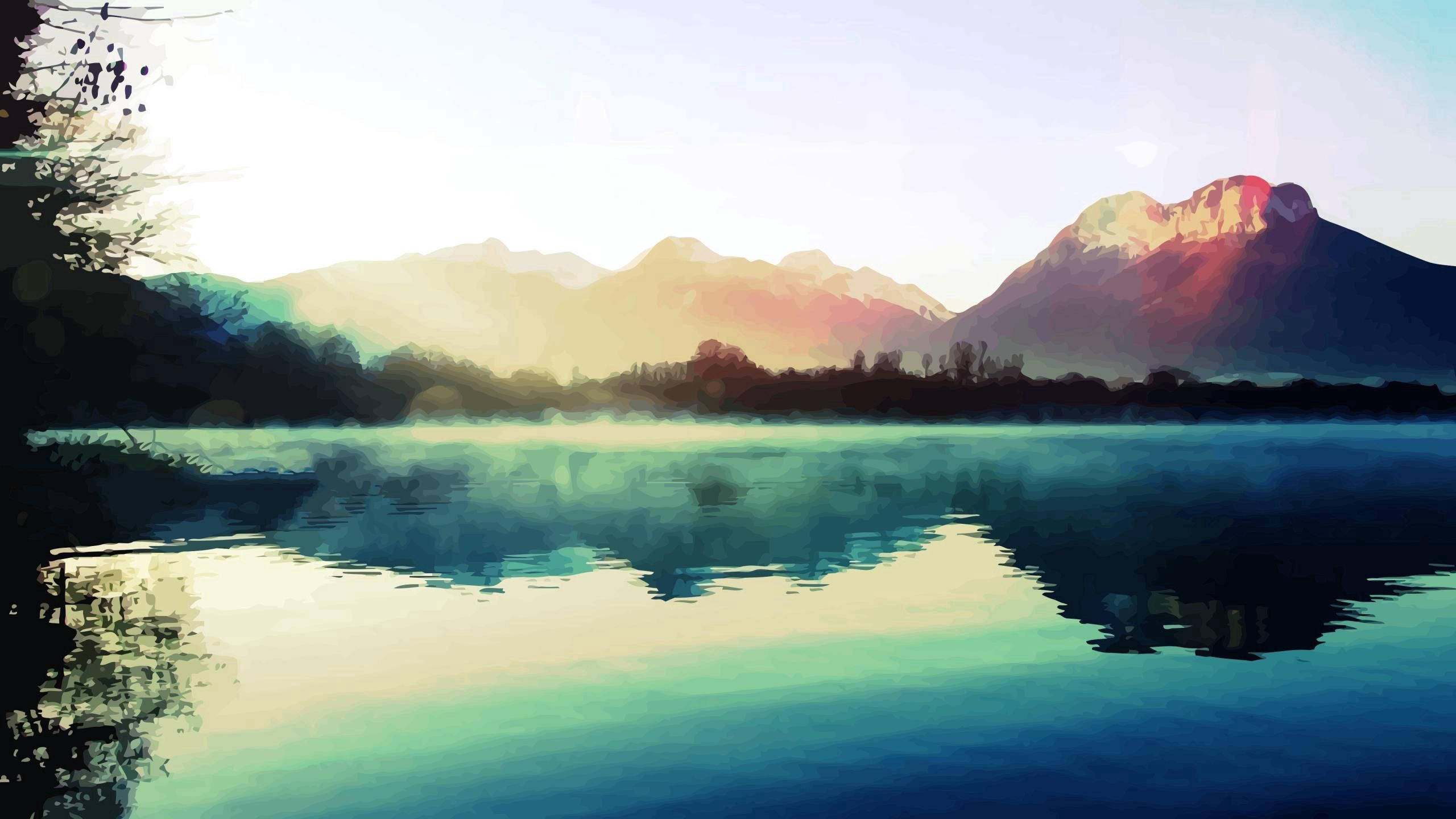 Lawa at mga Bundok sa Kalikasan Wallpaper