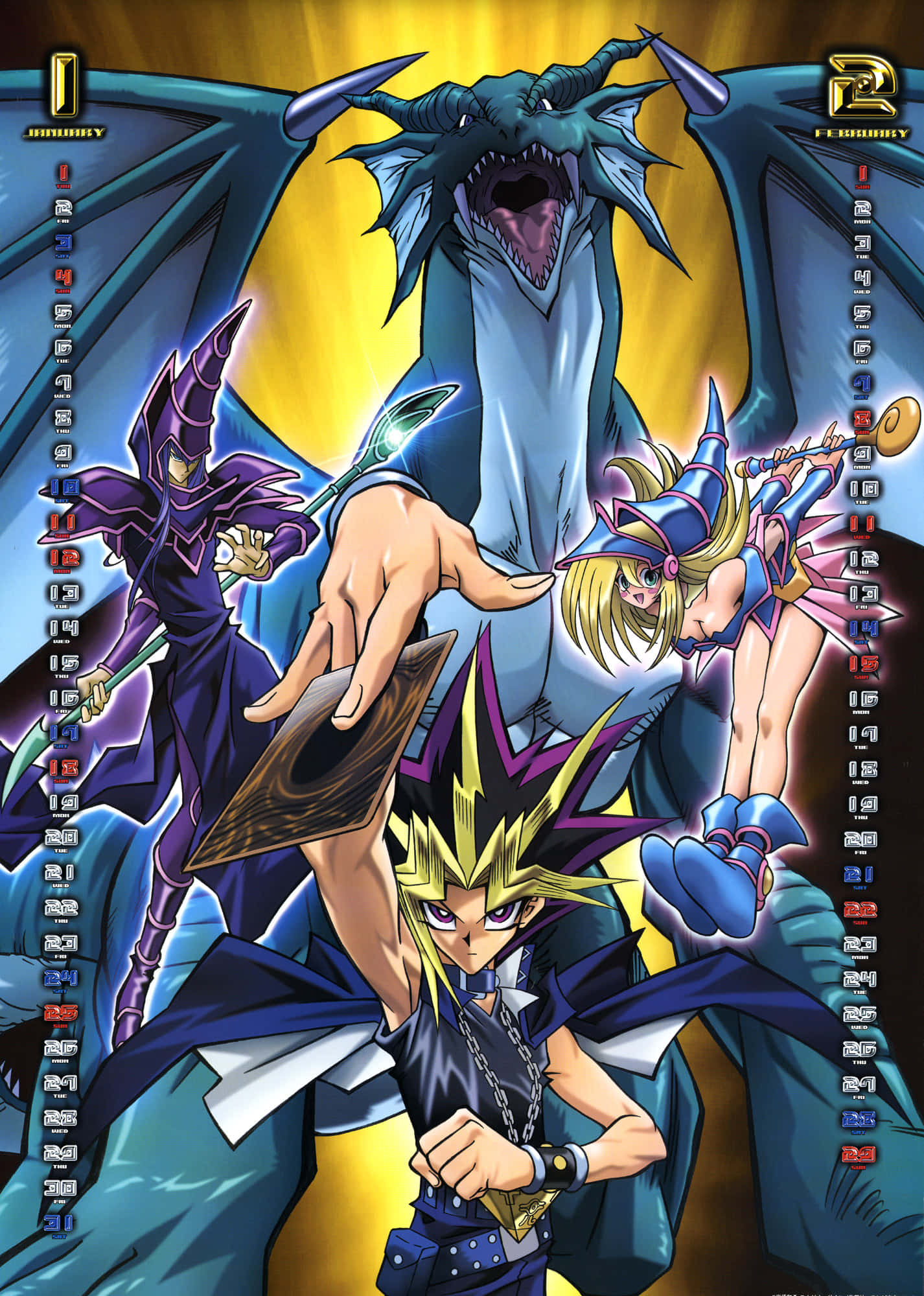 Maalamat na Yugioh Dark Magician sa Aksyon Wallpaper