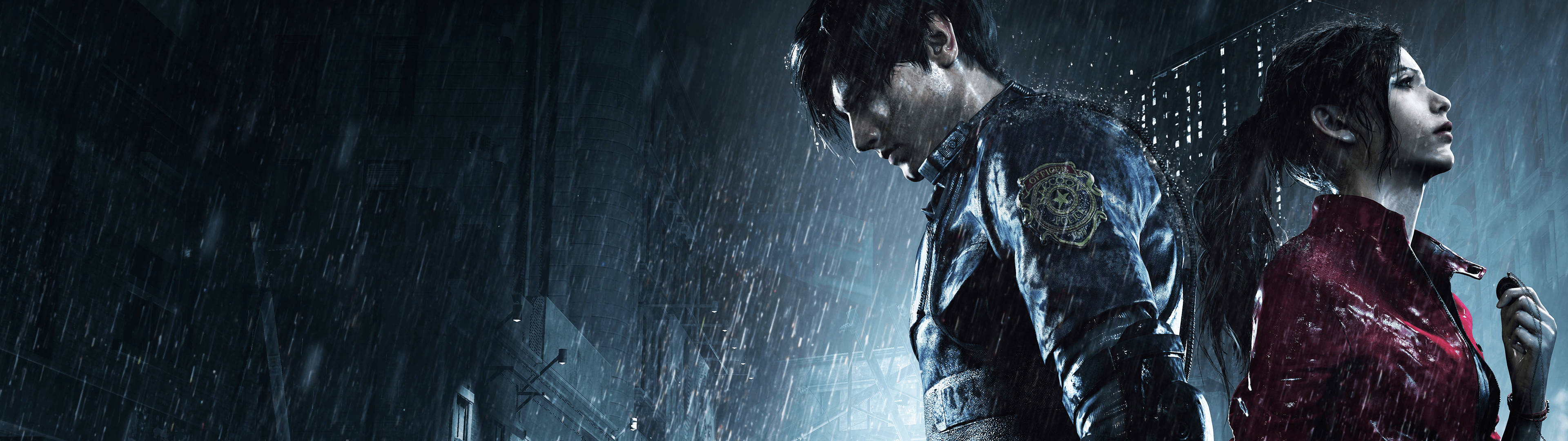 Leon at Claire Naglaro ng Resident Evil 2 Remake Wallpaper