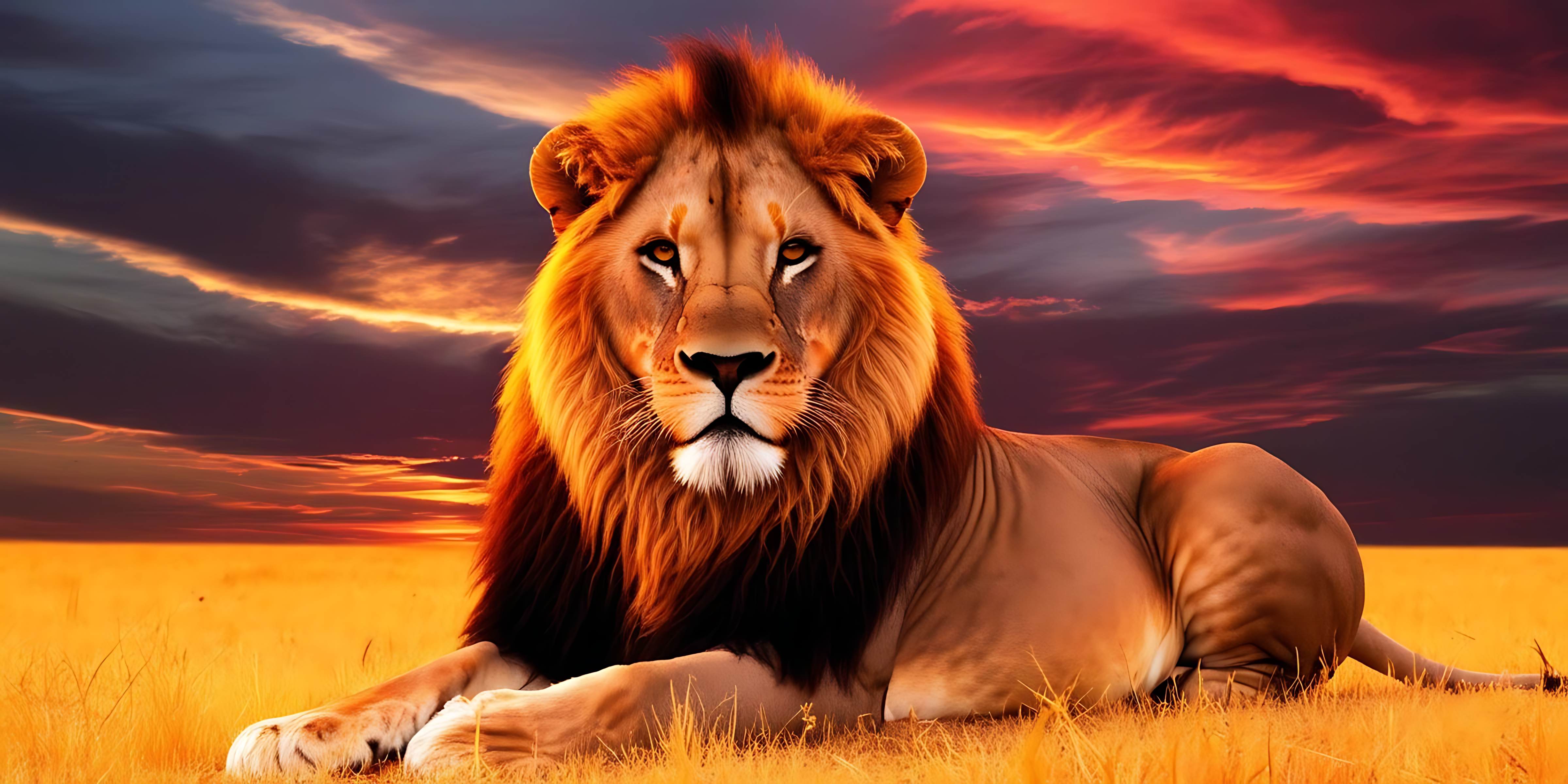 Leon na nagpapahinga sa ginintuang savannah Wallpaper
