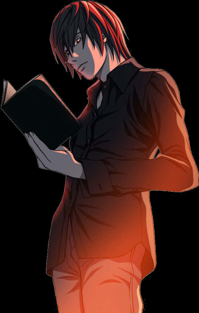 Light Yagami na May Hawak na Death Note Wallpaper