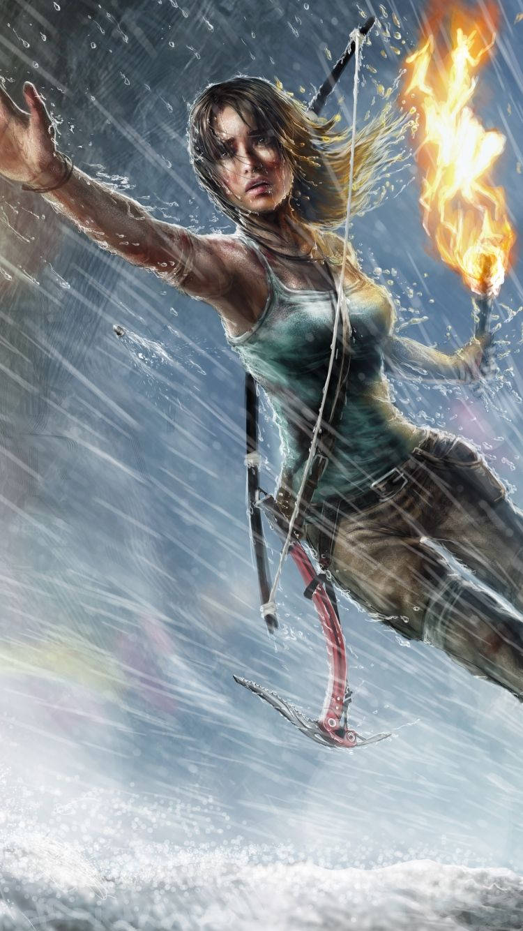 Lighted Torch Tomb Raider iPhone Wallpaper