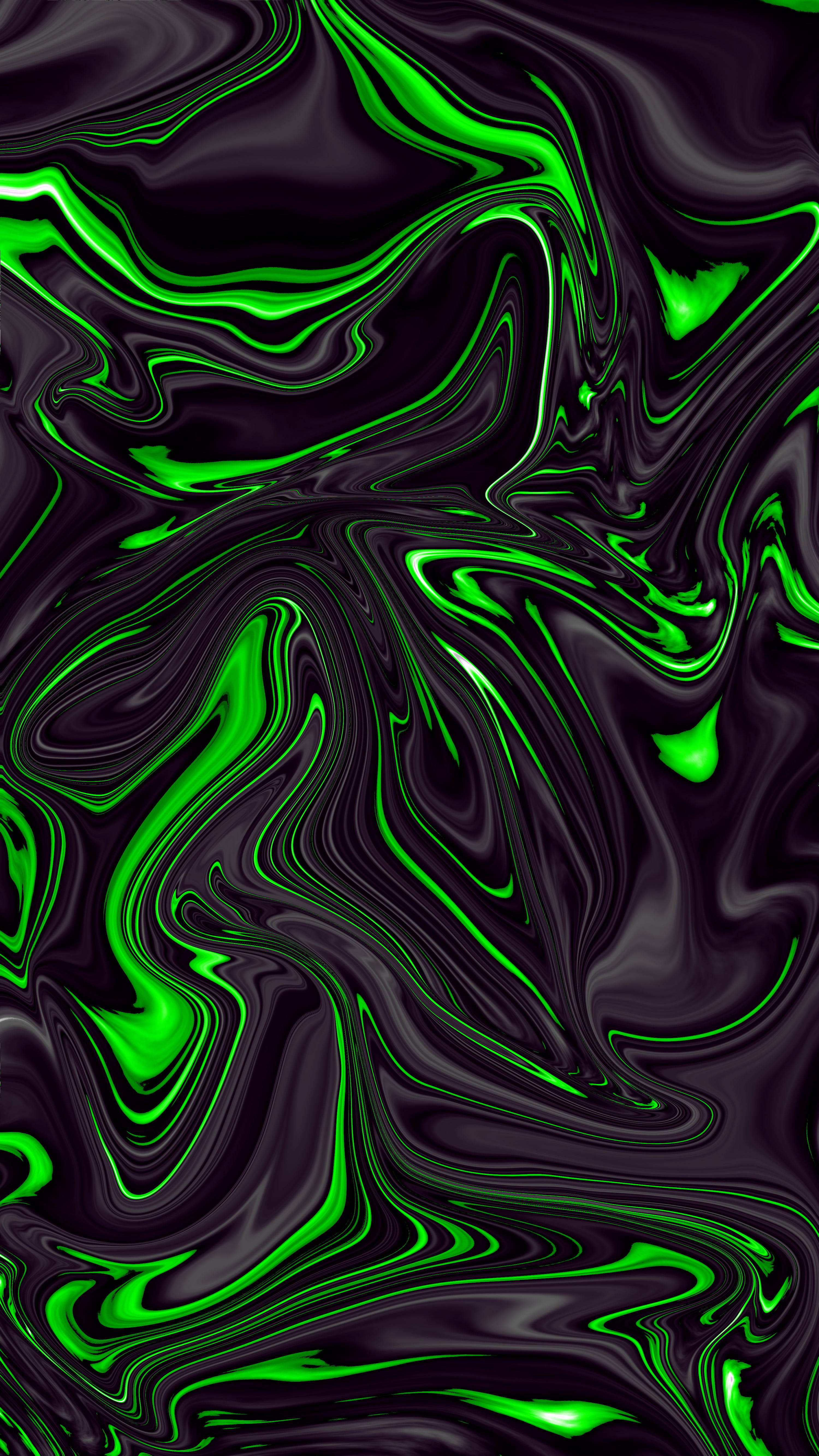 Likidong Abstrak na Itim at Berde Wallpaper