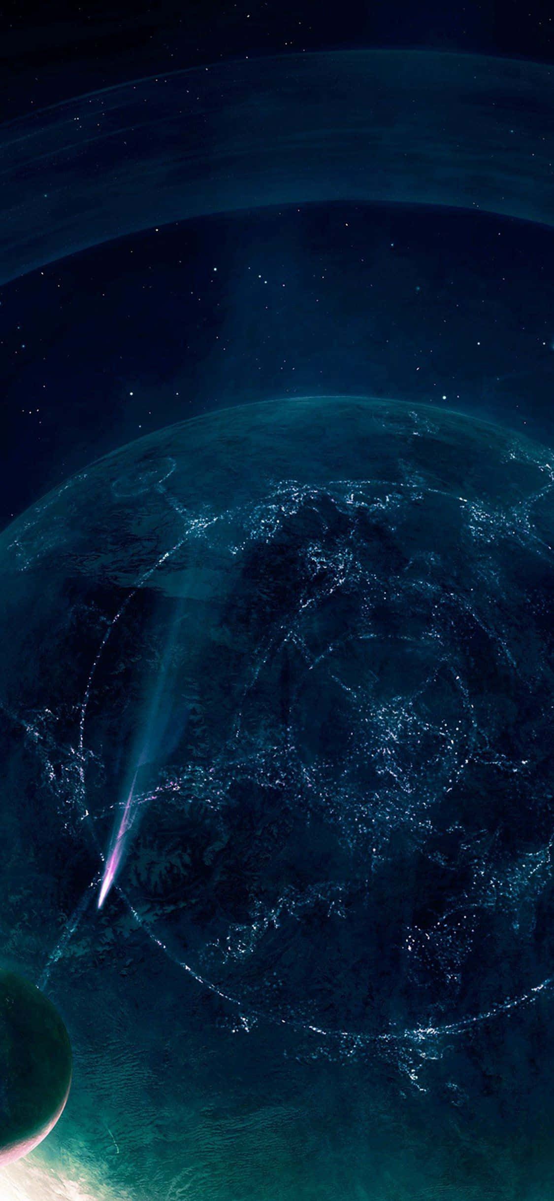 Likidong Planeta na OLED Background para sa iPhone XS Wallpaper