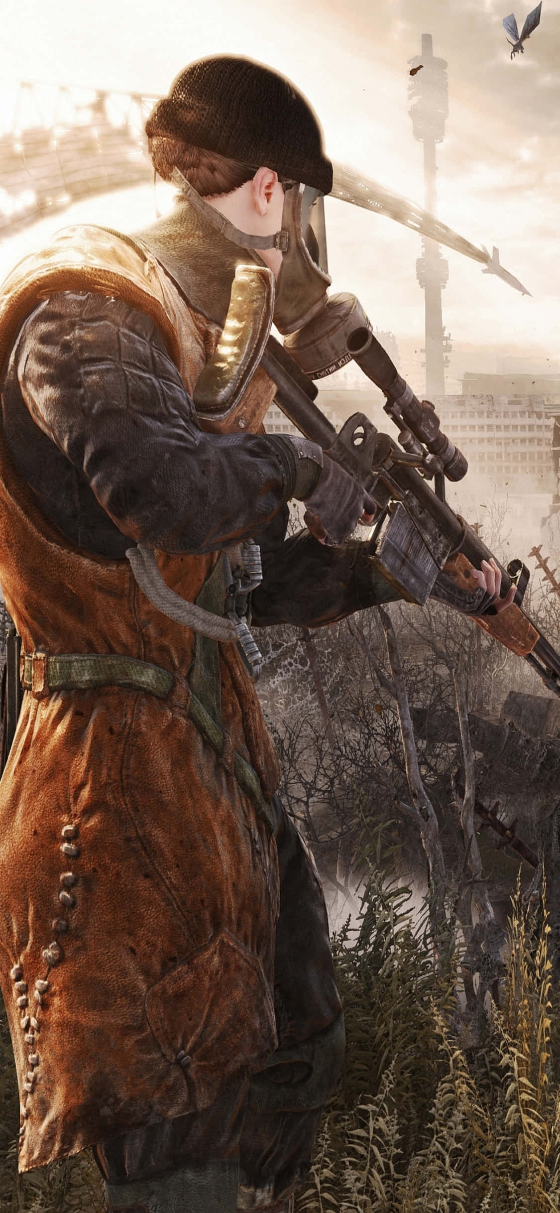 Likod na Tanaw ng Mangangaso iPhone X Metro Last Light Background Wallpaper