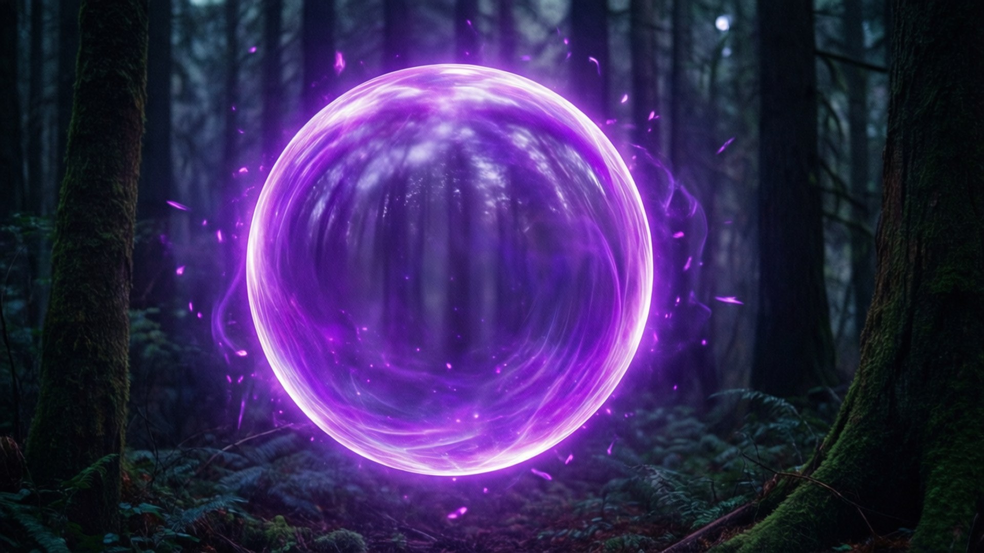 Lila na Kumikinang na Orbe Wallpaper