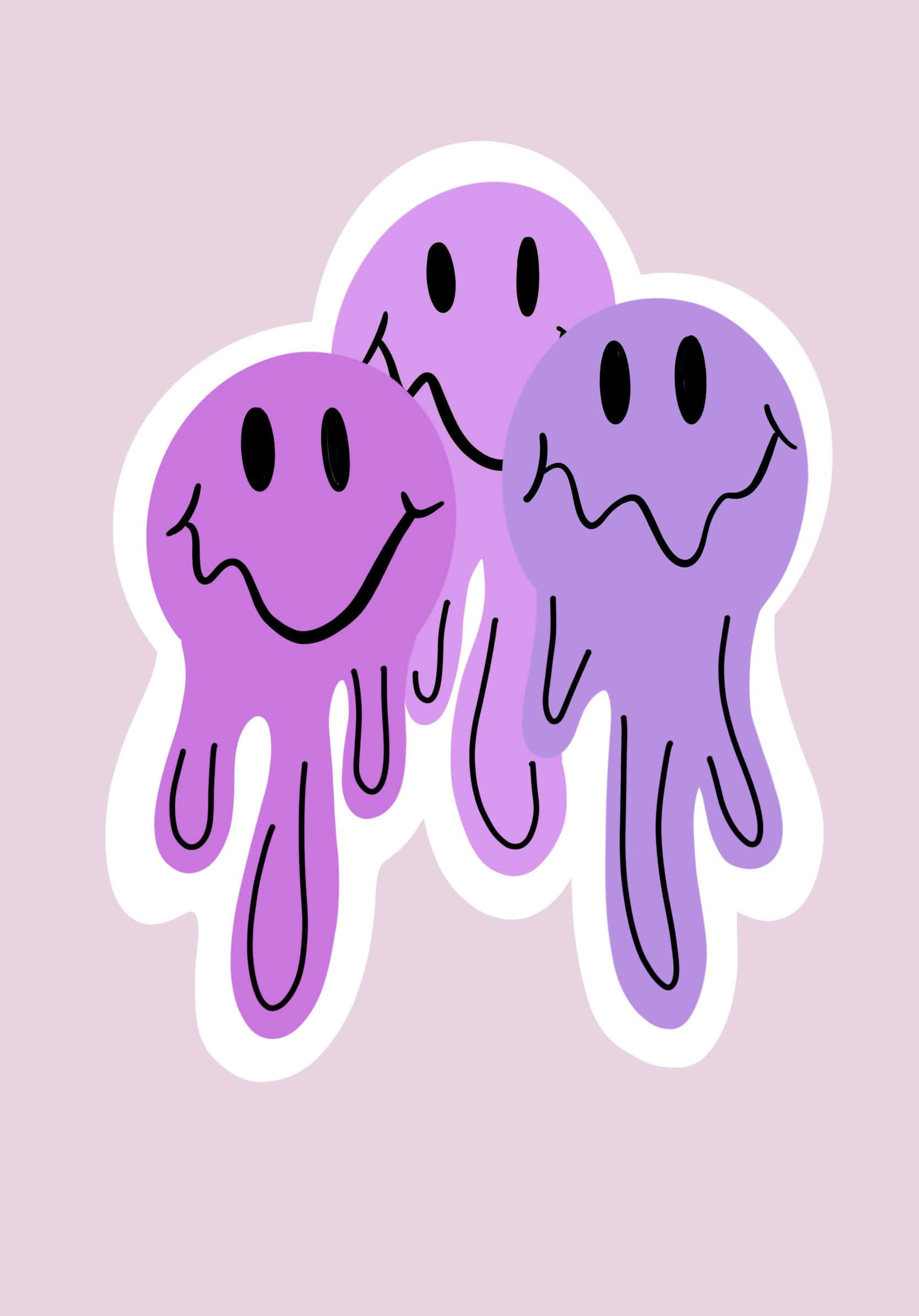 Lila na Tumutulong Aesthetic Trippy Smiley Face Wallpaper