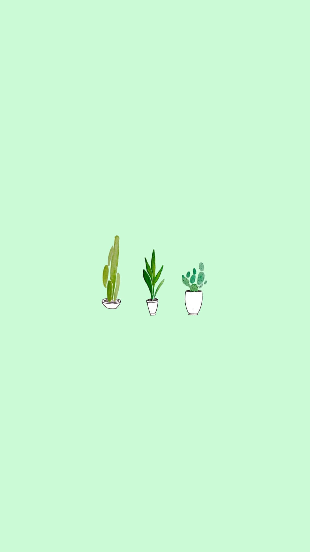 Lime Green Aesthetic na Mga Cute na Halaman Wallpaper