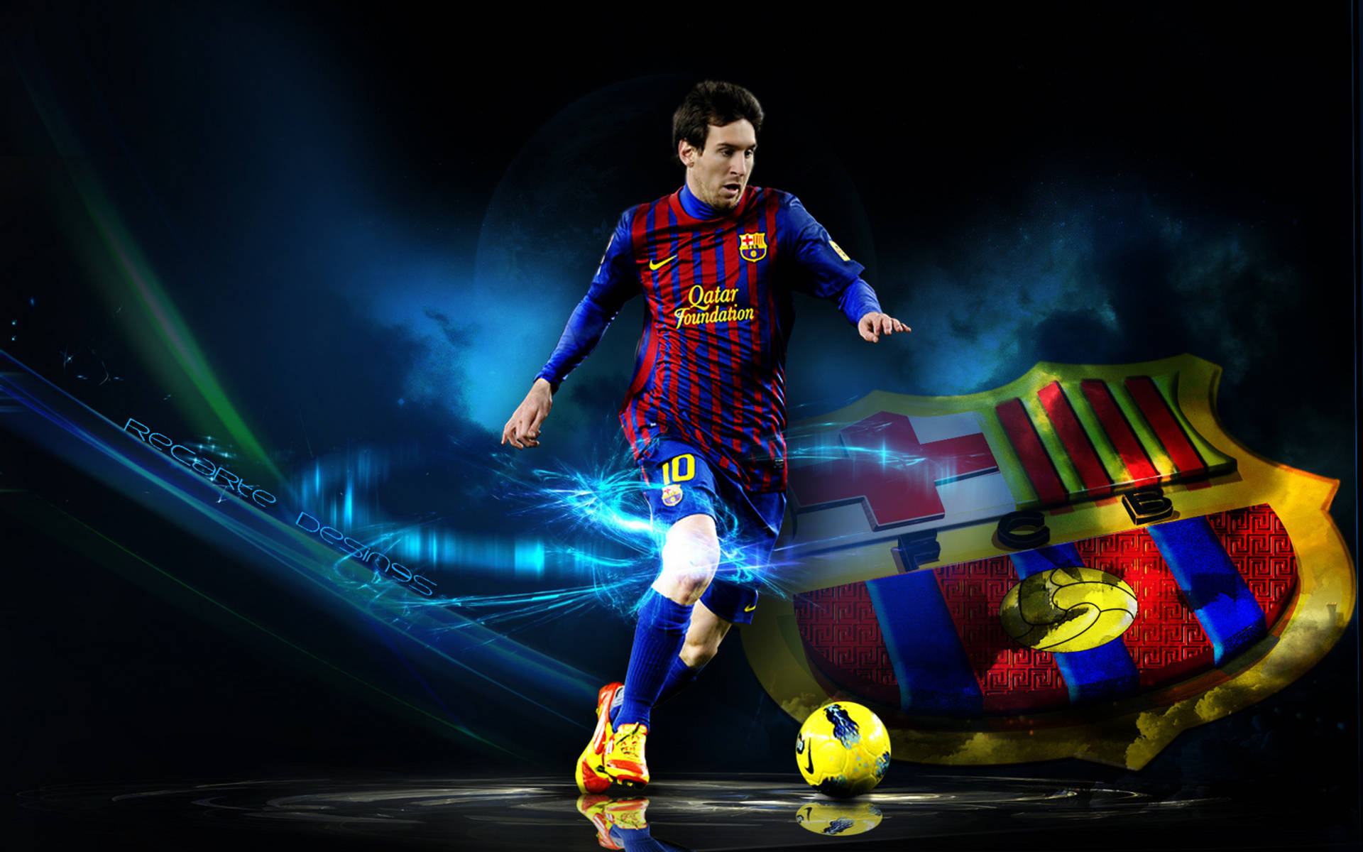 Lionel Messi kasama ang FC Barcelona Wallpaper