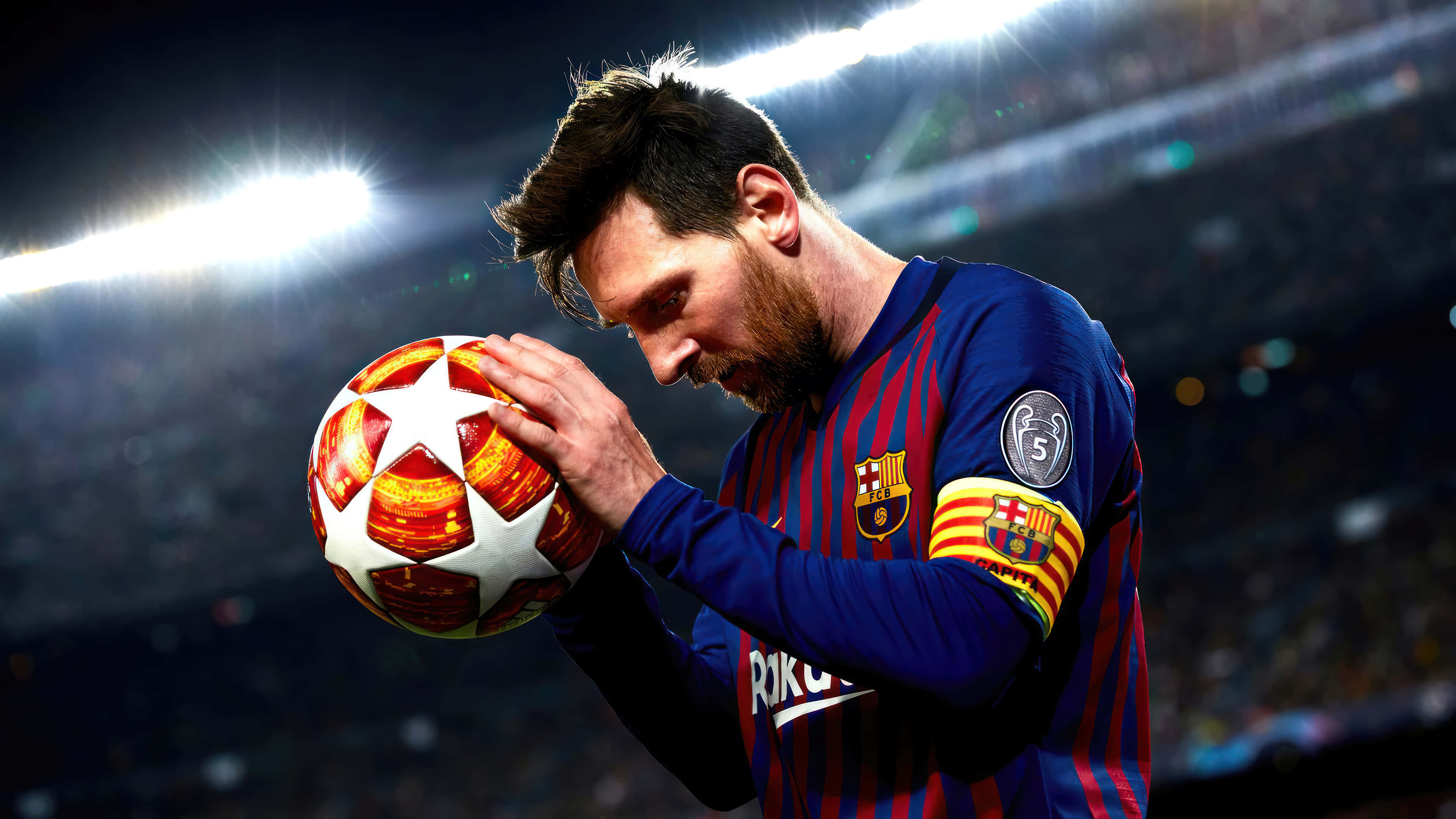 Lionel Messi na kayang-kayang kontrolin ang bola. Wallpaper