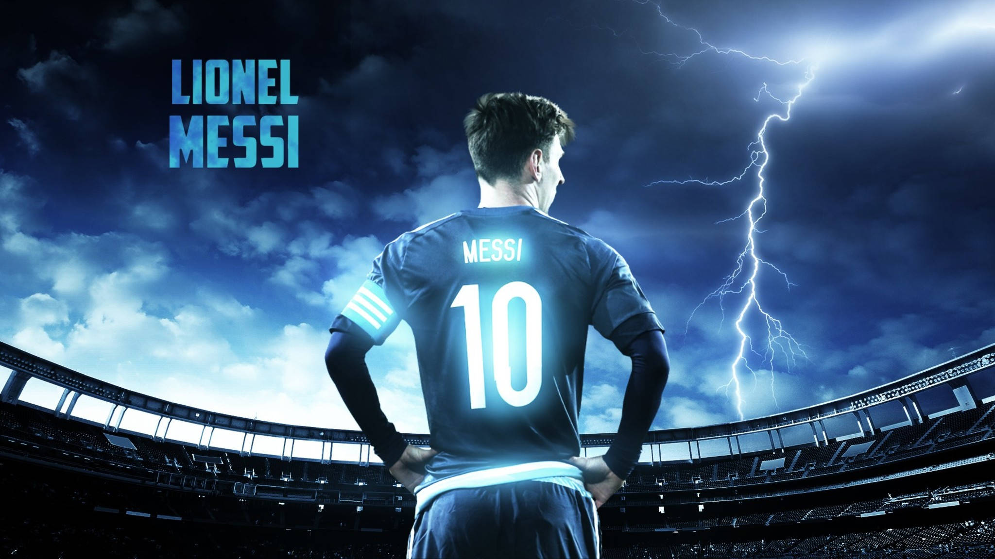 Lionel Messi, Nagpapaliwanag sa Stadium Wallpaper