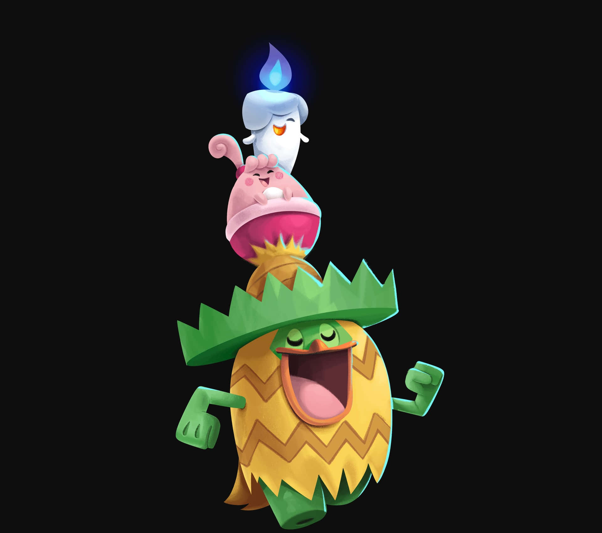 Litwick, Happiny, at Ludicolo Wallpaper