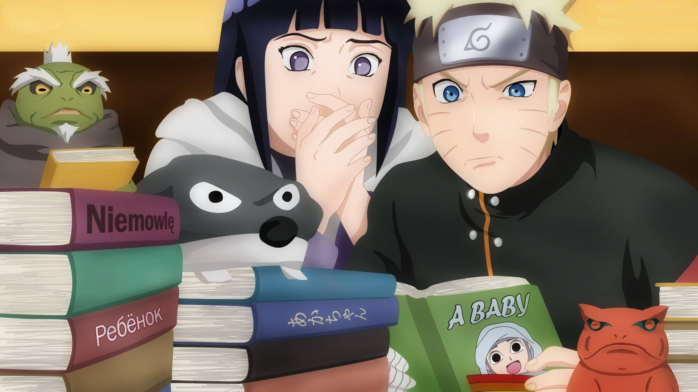 Live Naruto at Hinata Pagbasa ng Libro Tungkol sa Panganganak Wallpaper