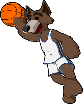 Lobo na Naglalaro ng Basketbol na May Animasyon Wallpaper