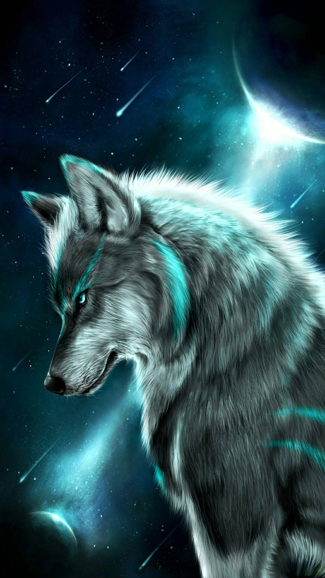 Lobo ng Kalawakan na Neon Green Wallpaper