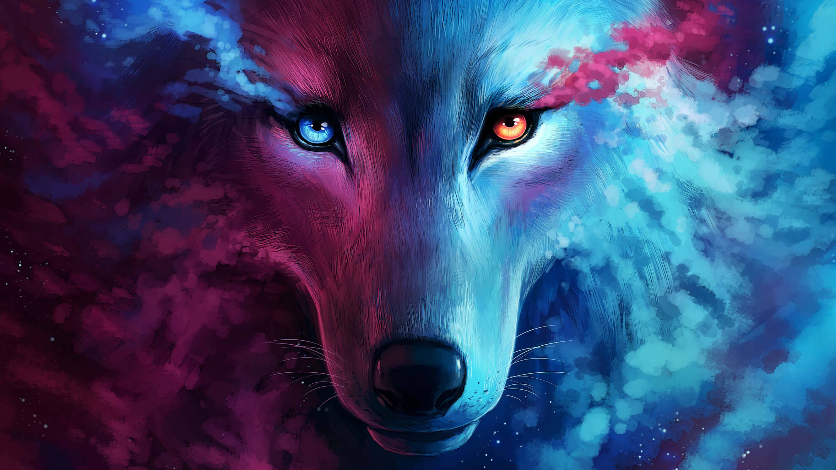 Lobo ng Purple at Blue na Galaxy Wallpaper