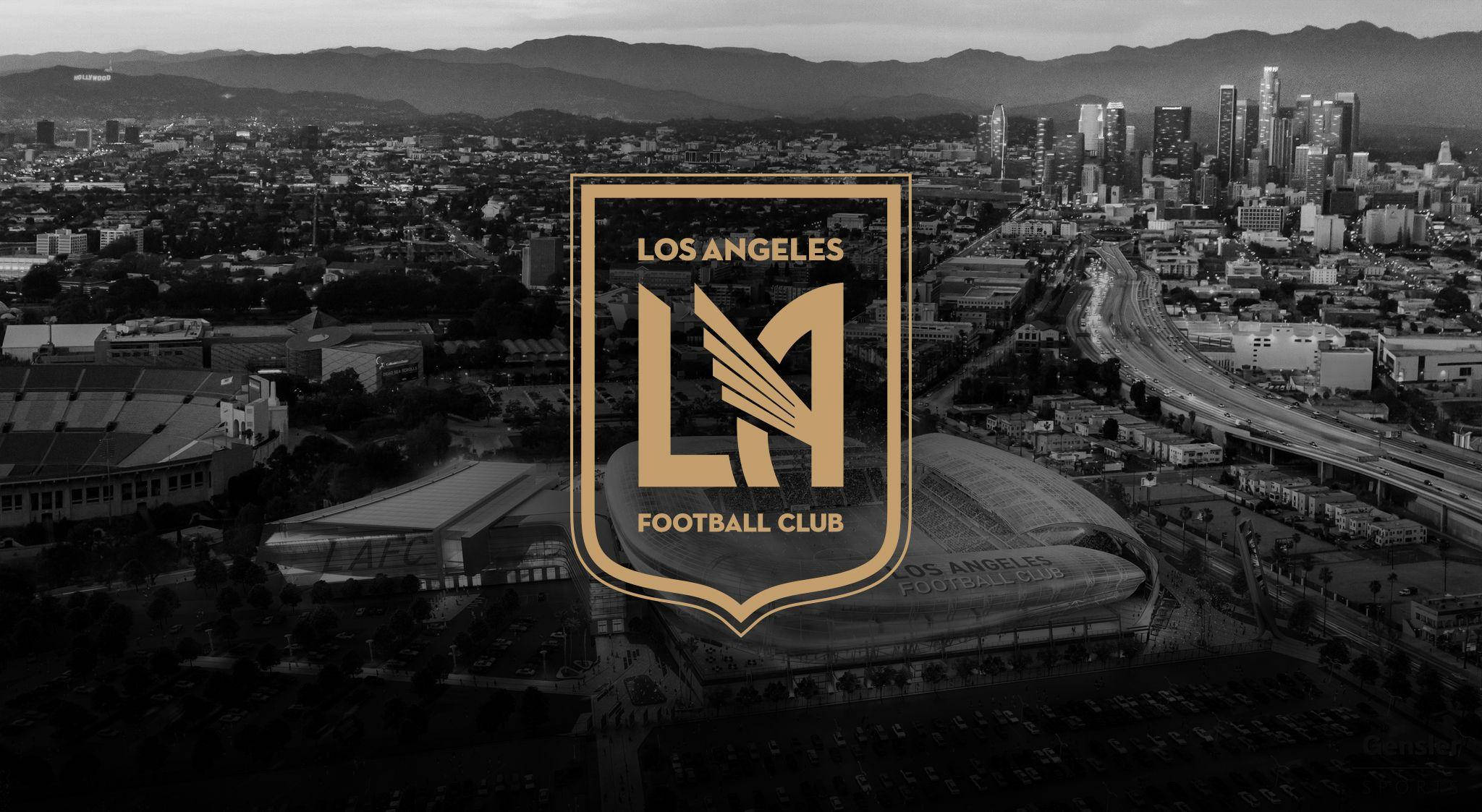 Logo ng LAFC na May Itim at Puting Lungsod Wallpaper