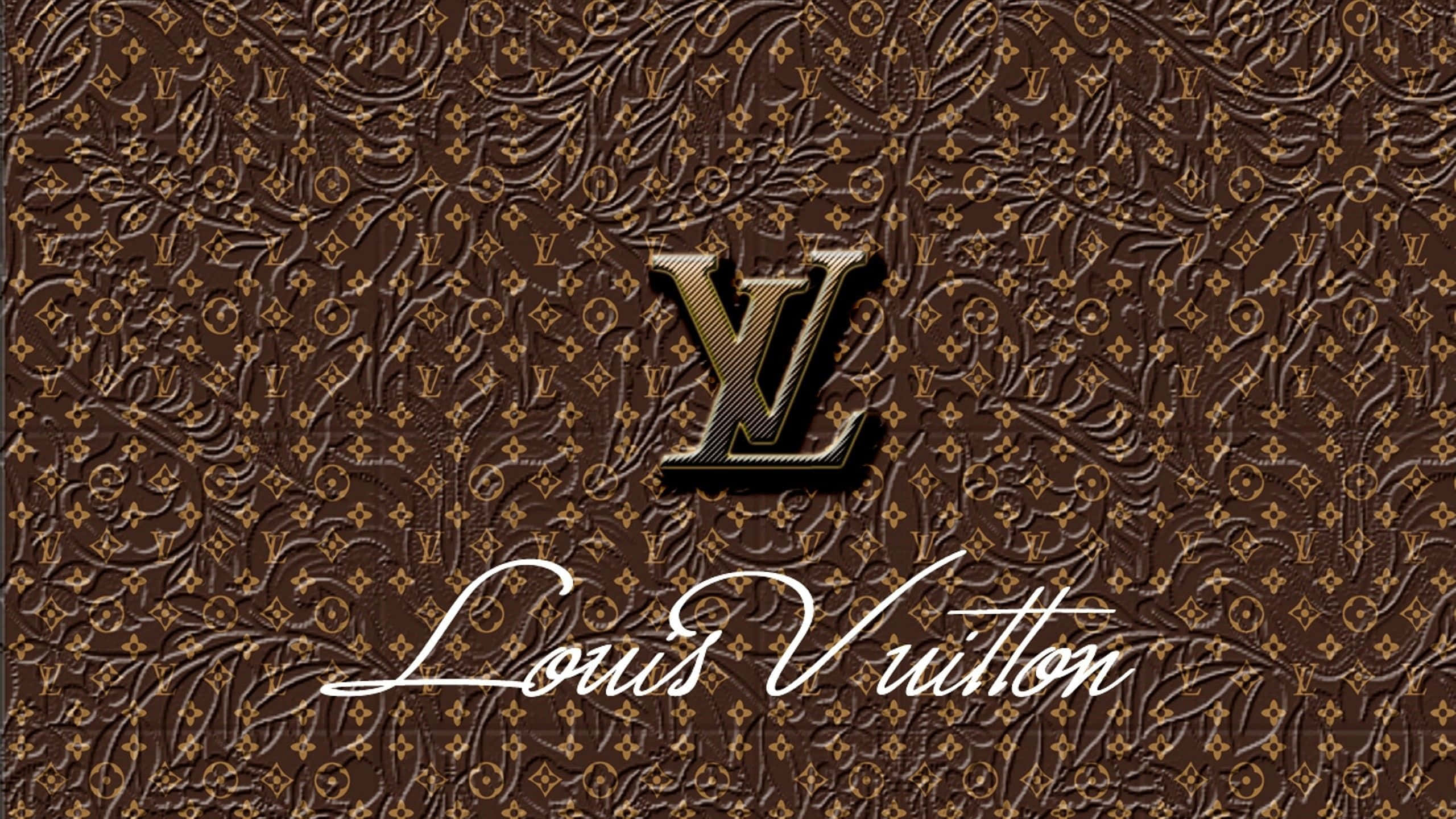 Logo ng Louis Vuitton na May Dahon na Kulay Kayumanggi Wallpaper