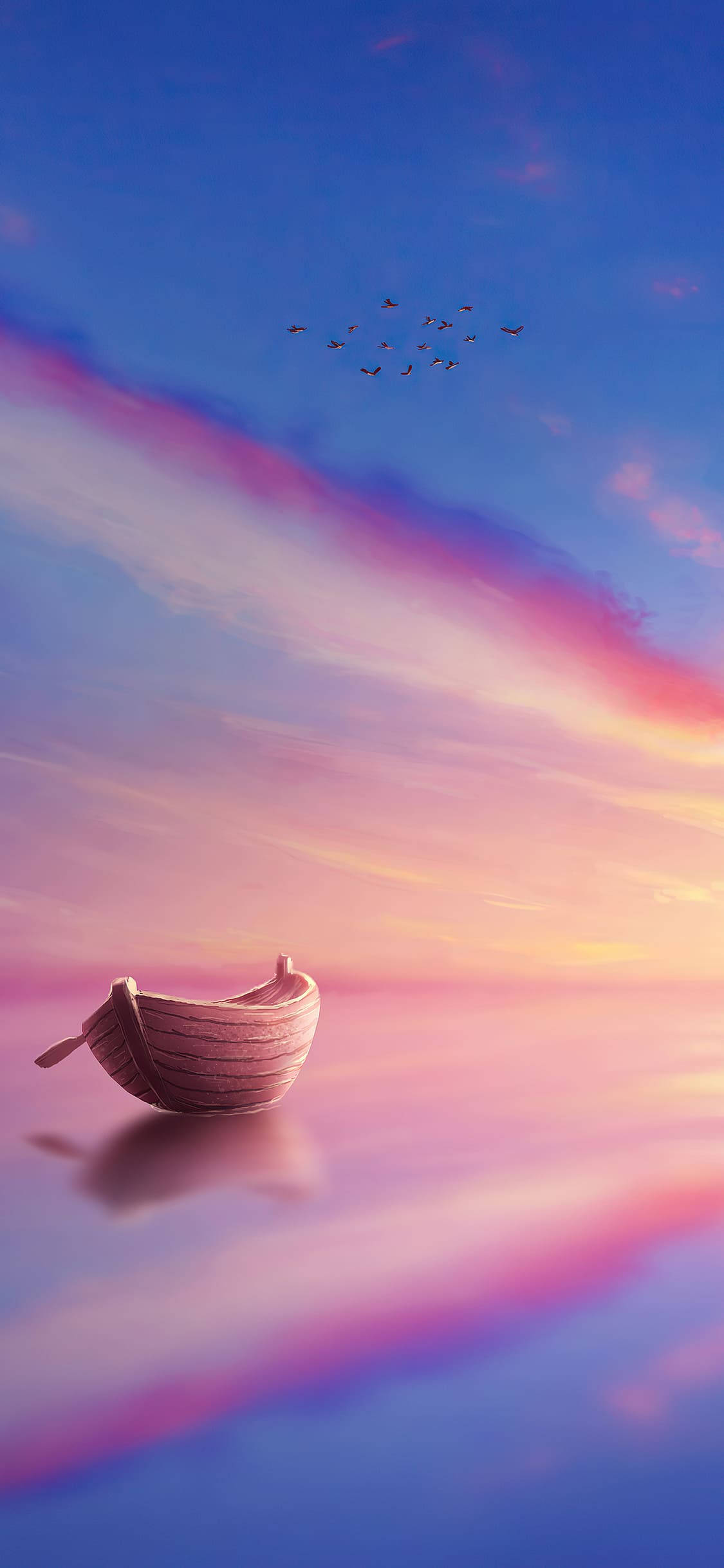 Lonely Boat Aesthetic Sky iPhone Xr Wallpaper