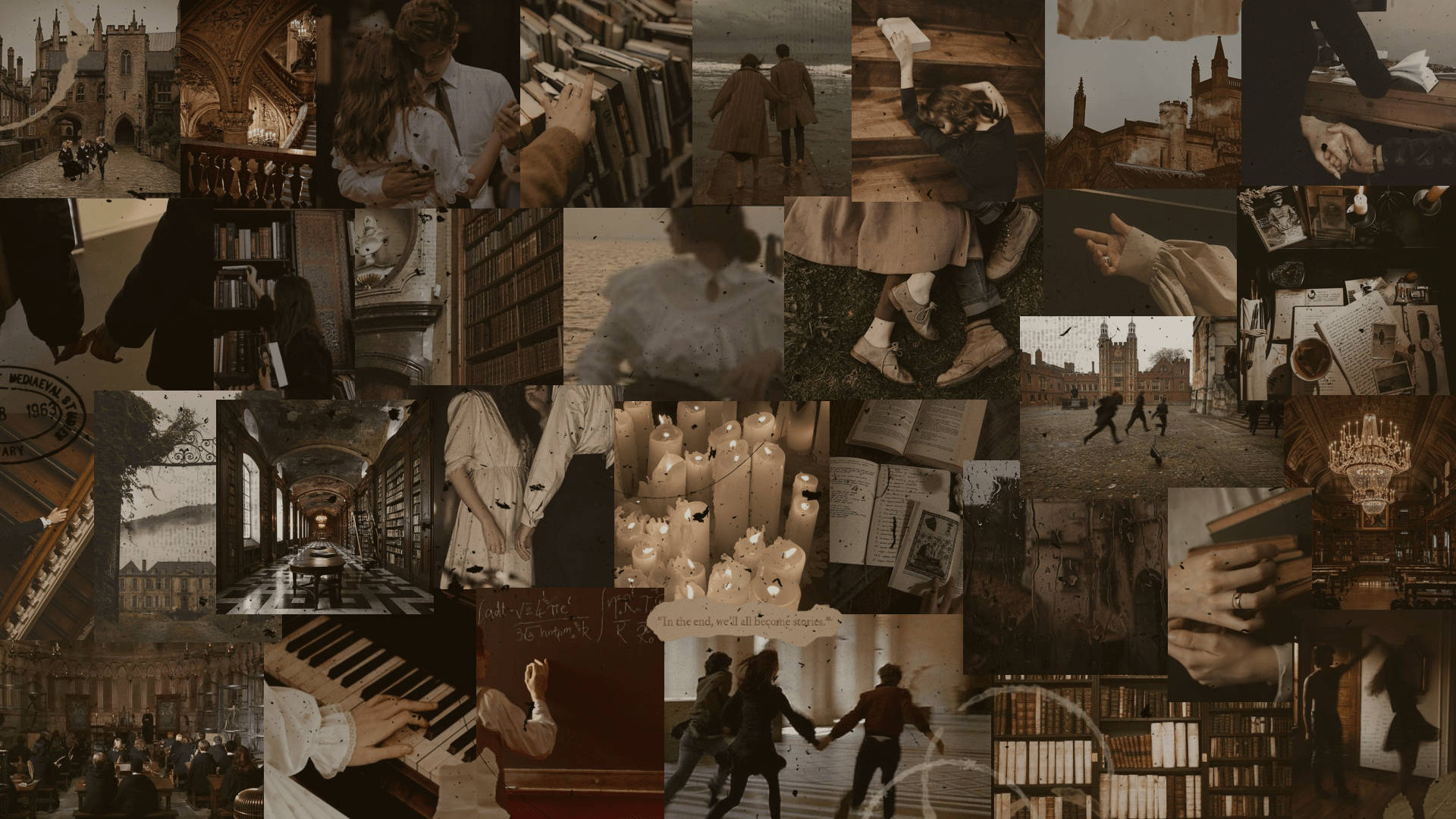 Lonely Dark Academia Aesthetic Collage Wallpaper