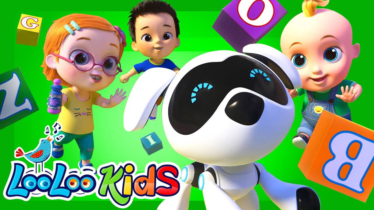 Looloo Kids na Humahabol sa Robot na Aso Wallpaper