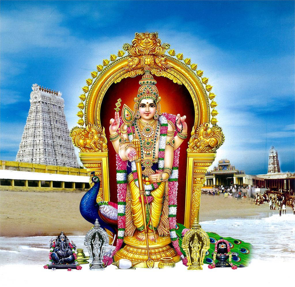 Lord Murugan na Nakatakda sa Background ng Karagatan Wallpaper