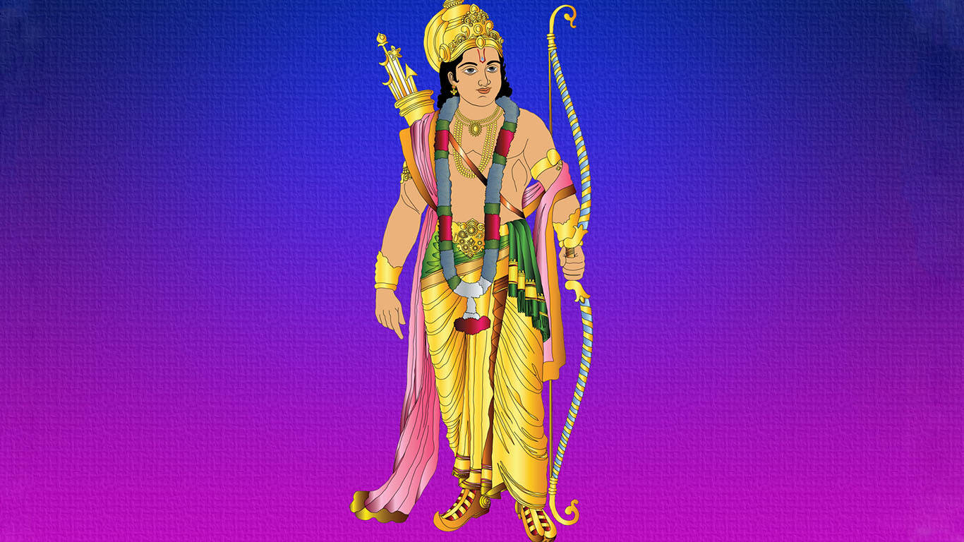Lord Rama na may Asul at Lila na Background Wallpaper