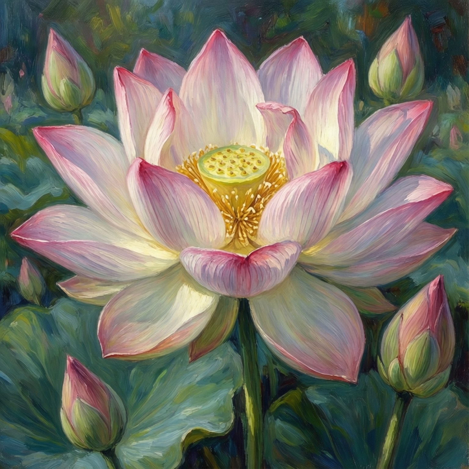 Lotus na Impresyonista Wallpaper