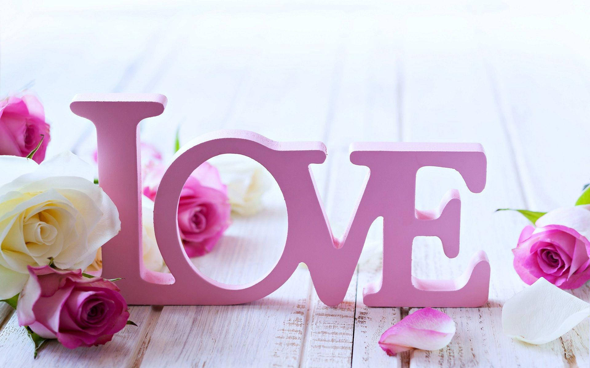 Love na kulay rose pink na karatula Wallpaper
