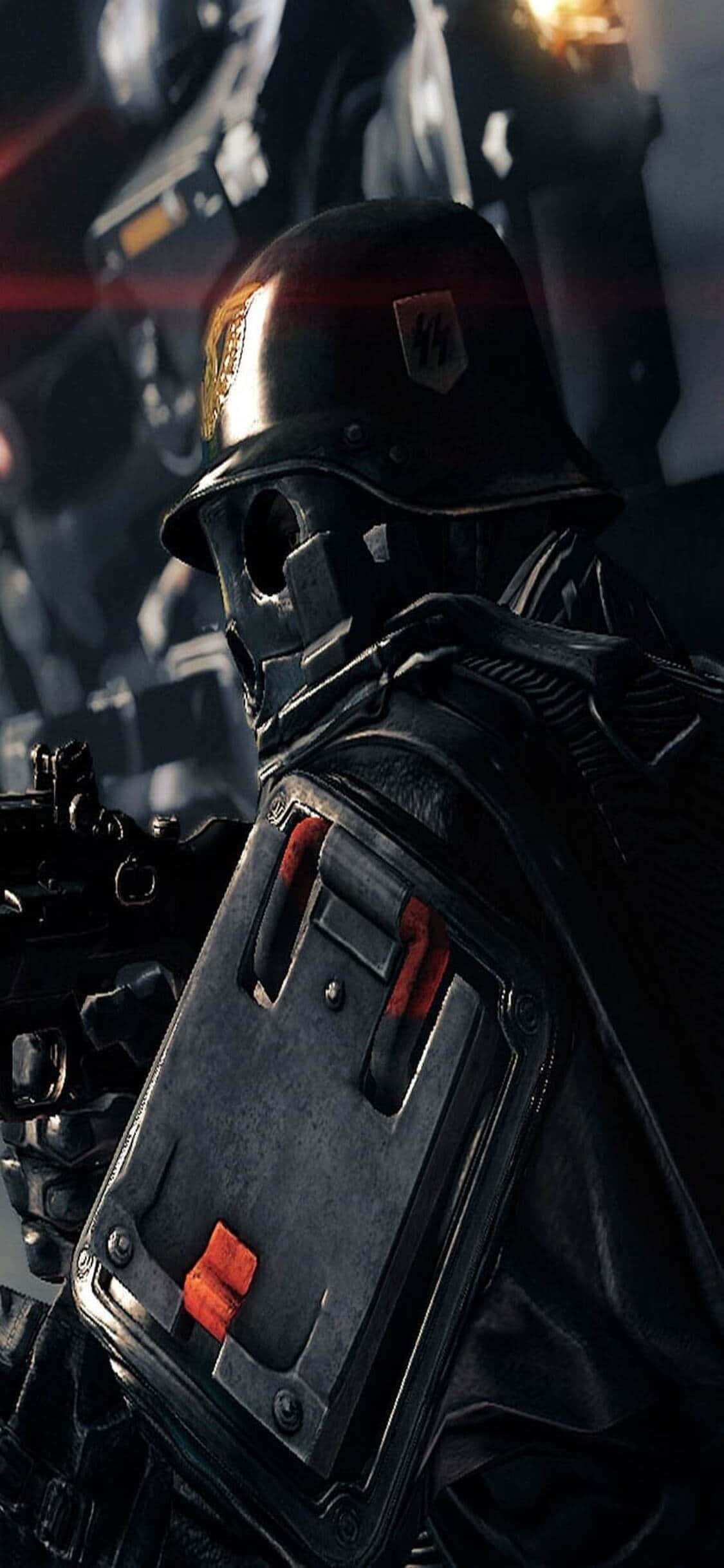 Lubog ang iyong sarili sa mundo ng Wolfenstein II sa iyong bagong iPhone Xs! Wallpaper