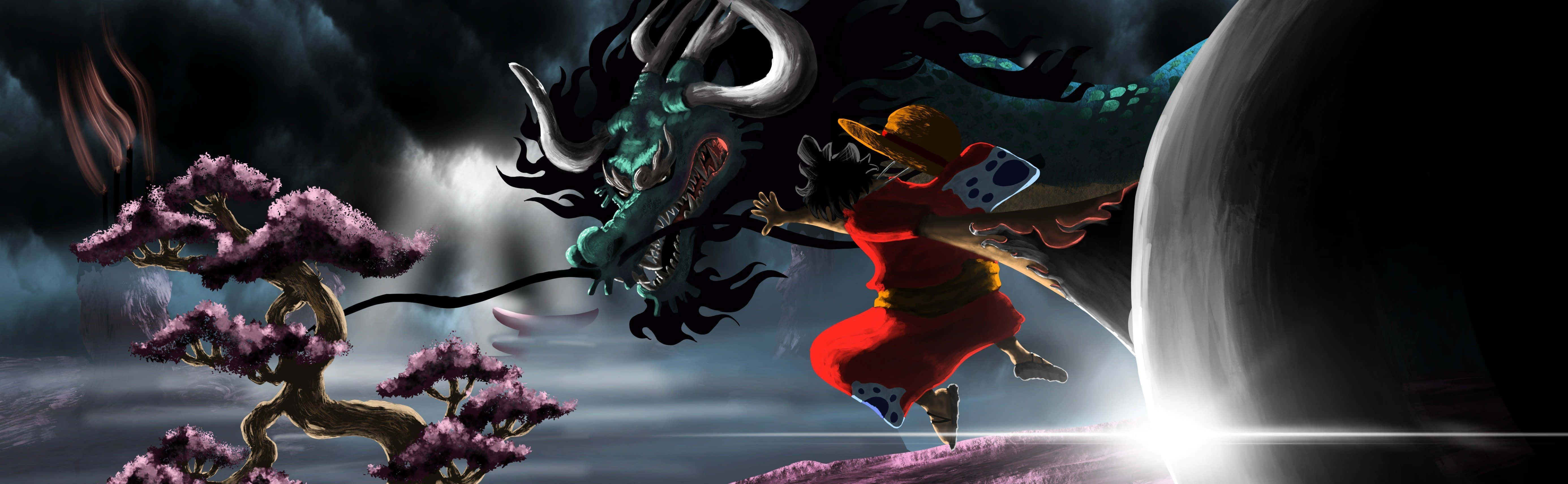 Luffy at ang kanyang Straw Hat Pirates crew ay naglalayag para sa kanilang susunod na pakikipagsapalaran sa seryeng anime na One Piece. Wallpaper