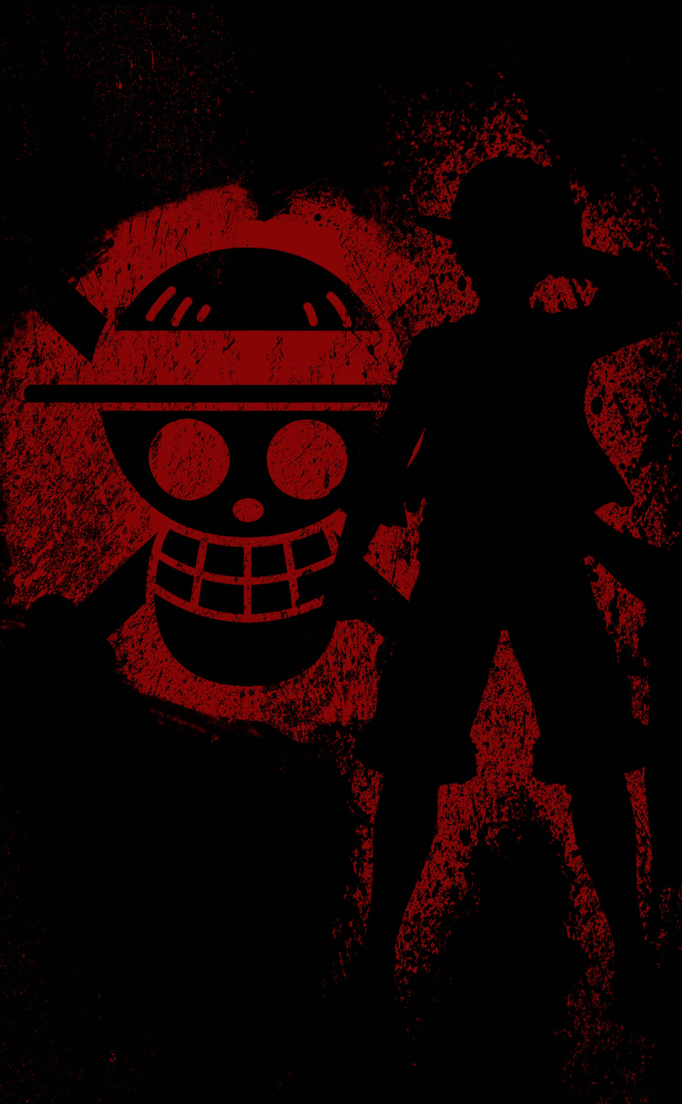 Luffy Black Backdrop Na May Red Spray Paint Wallpaper