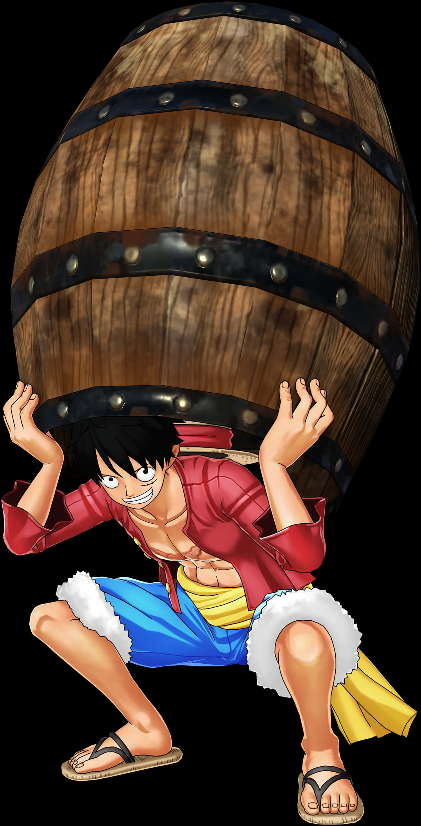 Luffy na May Hawak na Malaking Bariles Wallpaper