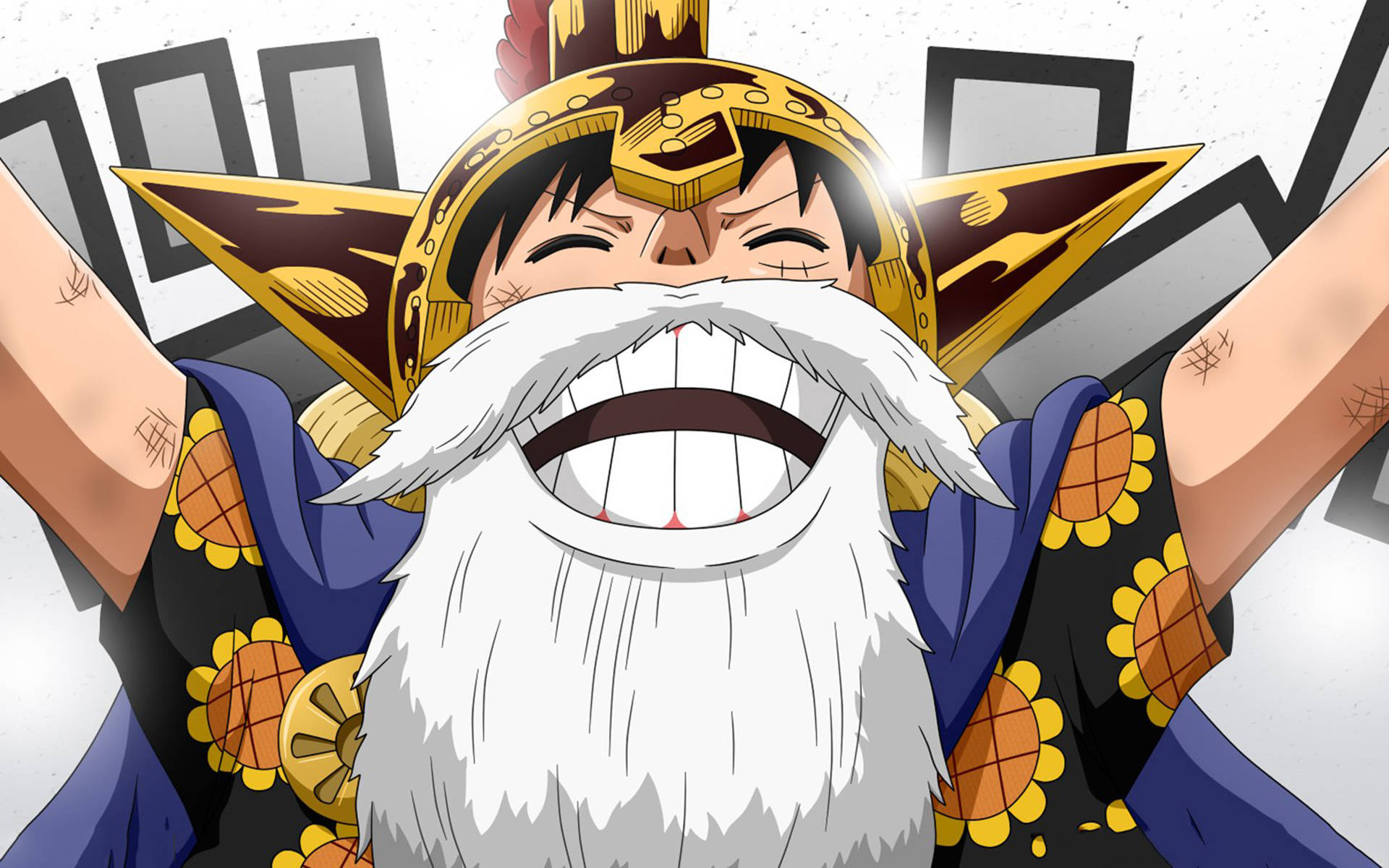 Luffy na May Puting Balbas Wallpaper