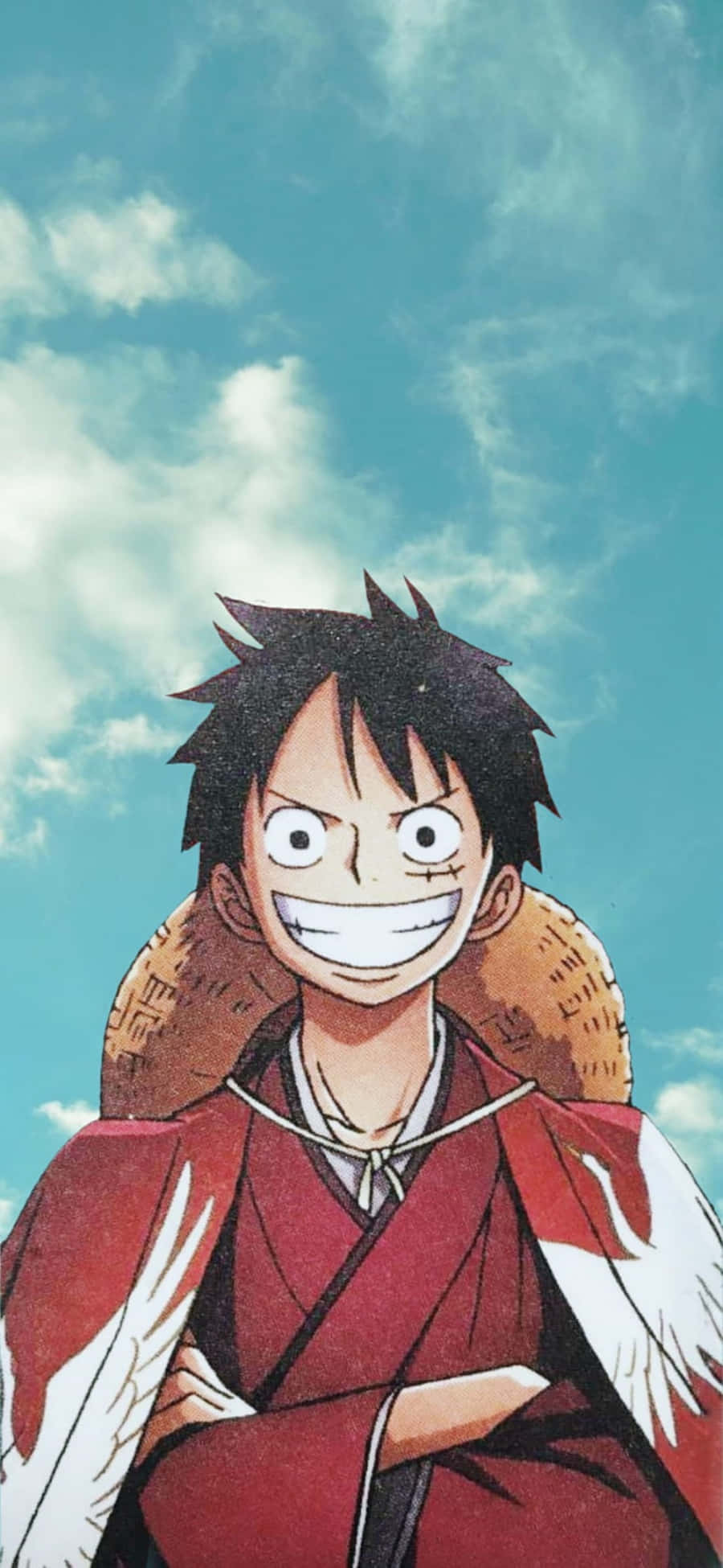 Luffy na nagpapakita ng kanyang kapangyarihan sa mobile wallpaper