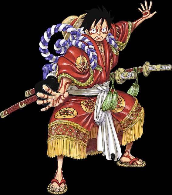 Luffy na Nakasuot ng Tradisyonal na Kasuotang Hapon Wallpaper