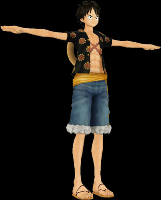 Luffy ng One Piece na Nag-uunat ng mga Braso Wallpaper