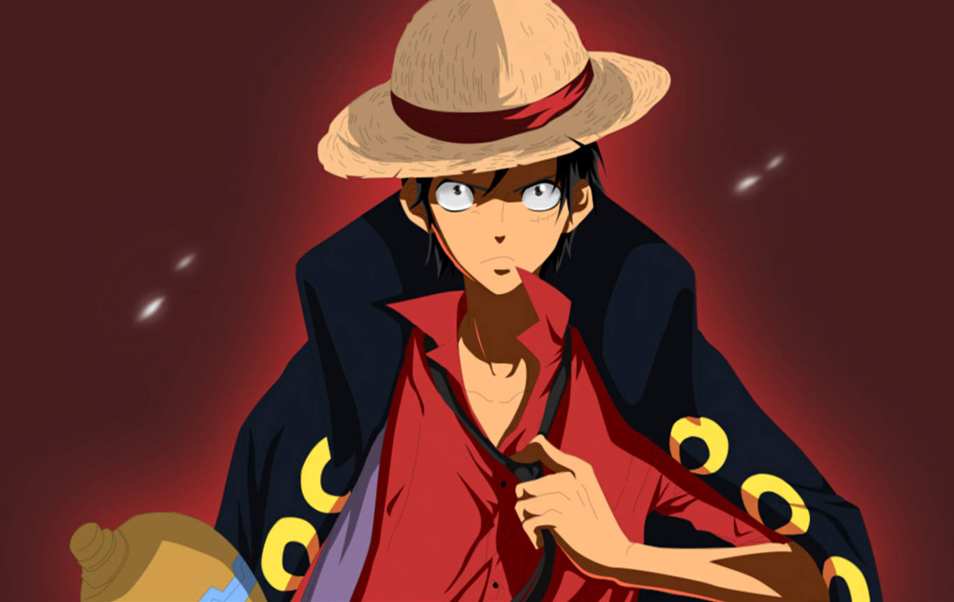 Luffy Pula Itim na Damit Wallpaper
