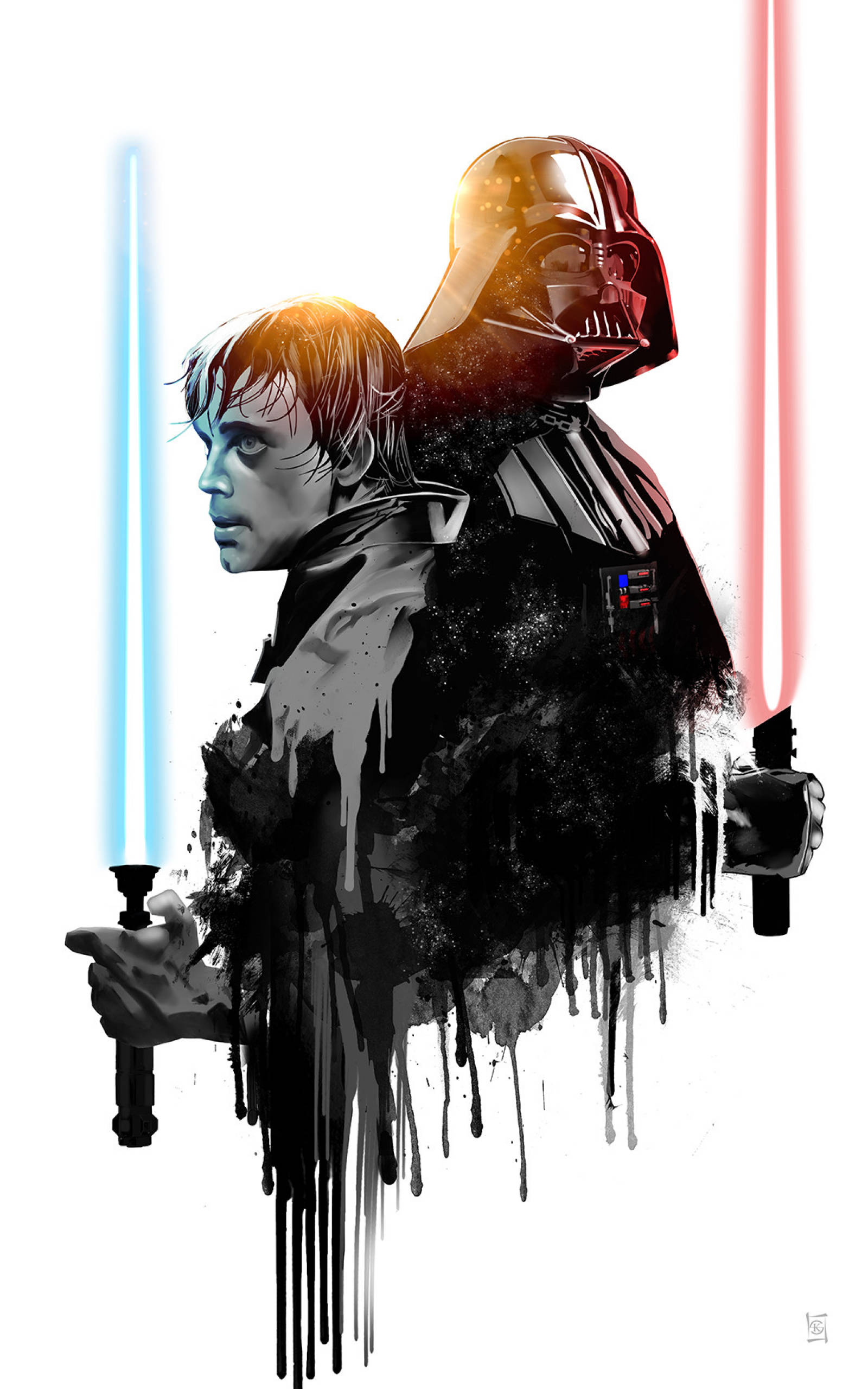 Luke Skywalker At Darth Vader Star Wars Tablet Wallpaper