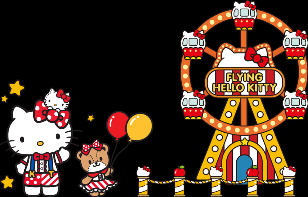 Lumilipad na Hello Kitty na Tema ng Karnabal Wallpaper