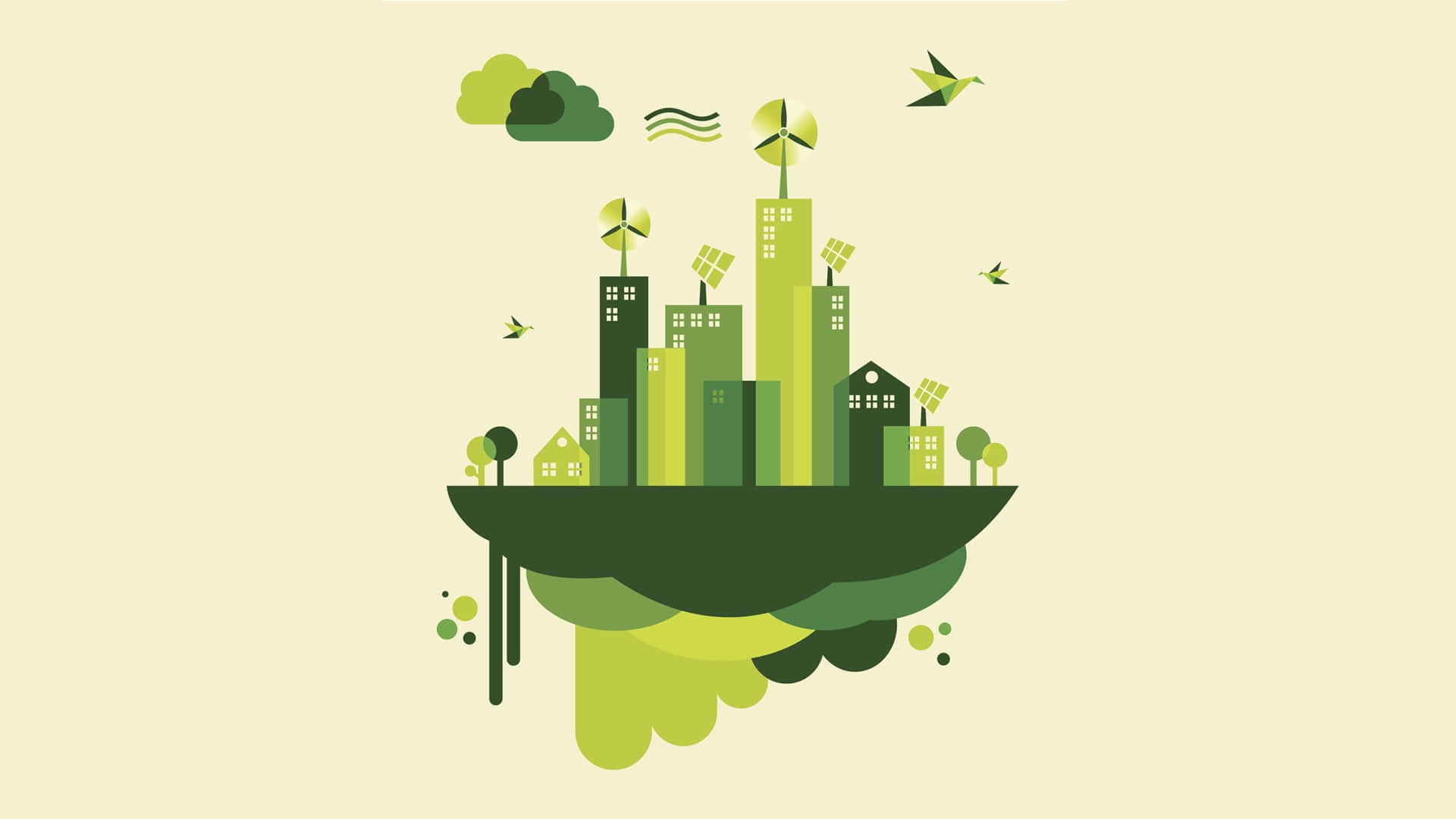 Lumulutang Isla ng Sustainability Wallpaper